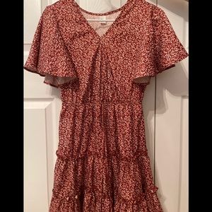 Shein Red and White Floral Dress